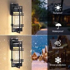 WIHTU Dusk to Dawn Outdoor Front Porch Light Fixtures Wall Mount, Waterproof Wall Sconce Lights(1 Pack), Sensor Exterior Lighting Fixtures for House, Outside Lantern Lamp for Garage, Doorway