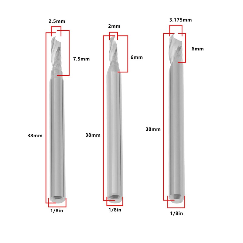 LT Easiyl Spiral Router Bits 1/8 Carbide Tungsten Steel Router