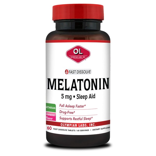 Olympian Labs Melatonin Fast Dissolve Supplement, 5mg Tablets, 60 Count