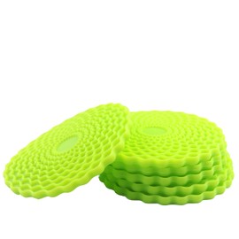 Green Drinks Coasters Set of 6 by Stone & Thyme - a UK Brand. Non Slip, Heatproof & Easy to Clean. Colourful Decorative Home Accessories That Protect All Surfaces. (Green)