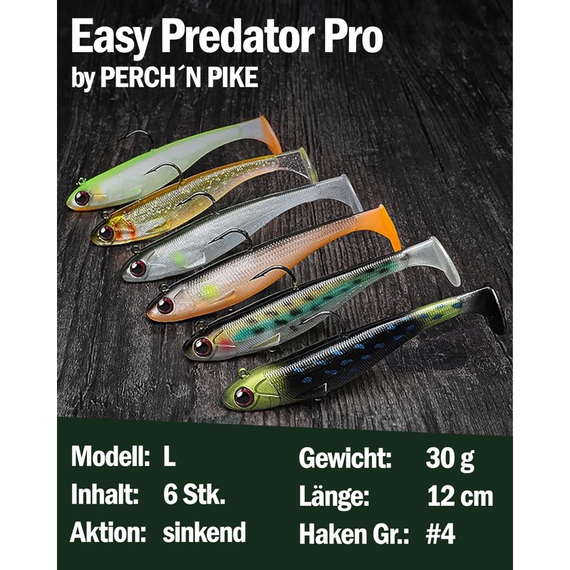 Rubber Fish with Hooks Set of 6 for Pike, Zander