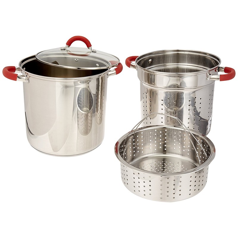 ExcelSteel 8 Qt Multifunction Stainless Steel Pasta Cooker with Encapsulated