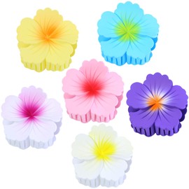 6 Pack Flower Hair Claw Clips for Women - Non-Slip Flower Hair Clip Thick/Thin Hair Floral Clips Summer Wedding Party Accessories (C: Pink white, yellow white, blue, yellow, purple, pink)