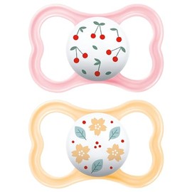 MAM Air Soothers Set of 2 Rubber with Dummy Box, 16+ Months, Pink