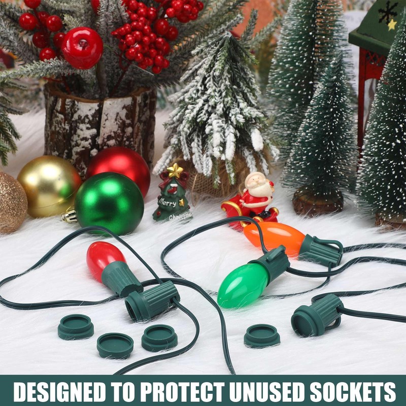 Threlaco 100 Pcs Christmas C9 C7 Socket Cap Light Bulbs