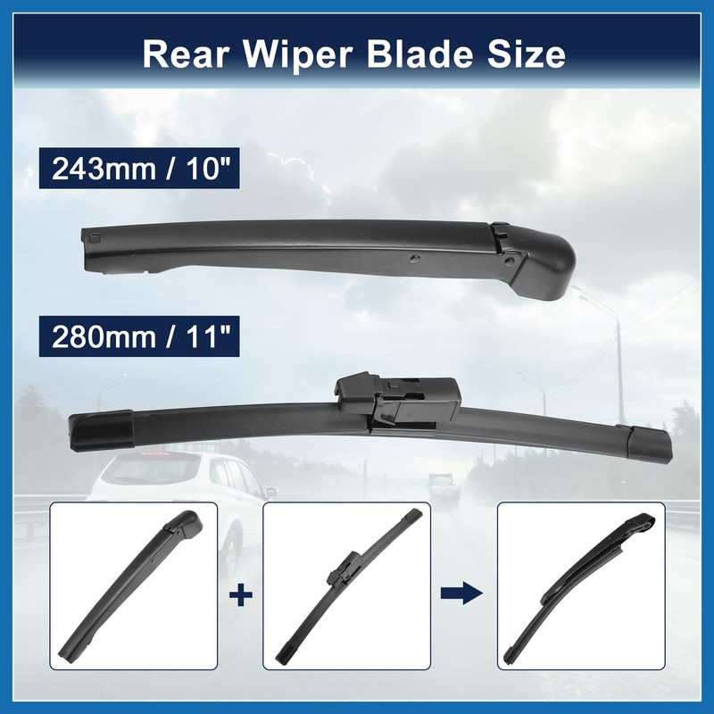 A ABSOPRO Rear Windshield Wiper Blade Arm Set for Ford