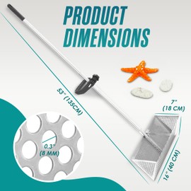 Sand Flea Rake, Sand Rake, Sand Sifter, Beach Rake, Beach Clean Up Tools, Sand Flea Rake for Beach, Sand Crab Rake, Sand Sifter Rake, Sand Comb, Sand Crab Catcher, Shark Tooth Sifter, 48” Handle