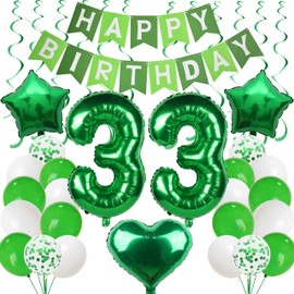 33 Balloons 33rd Birthday Men Women Green 33 Years Birthday Man Decoration 33rd Birthday Decoration Green Balloons 33th Birthday Man Woman Decoration Green 33 Years Decoration Party 33 Birthday Balloo