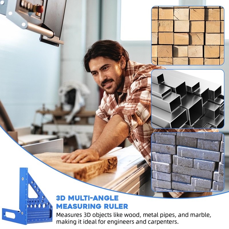 3D Carpenter's Square Multifunctional 22.5-90 Angle Measure Aluminium Alloy Measuring