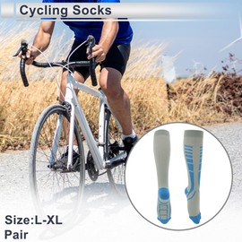 X AUTOHAUX Cycling Socks Sweat-Absorbent Anti-Friction Outdoor Bike Socks Blue Gray Size L-XL Neutral and Universal 1 Pair Color Matching