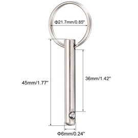 TA-VIGOR 2Pcs Quick Release Pins, 6mm Dia 45mm Length Bimini Top Pin Marine Hardware Carbon Steel for Boat Accessories Marine Hardware
