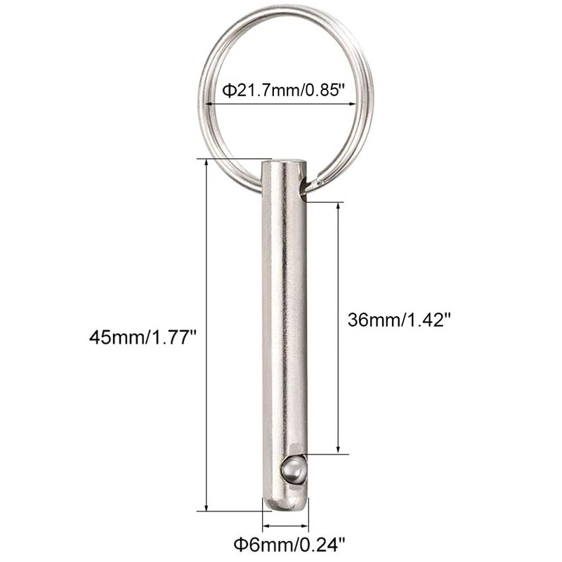 TA-VIGOR 2Pcs Quick Release Pins, 6mm Dia 45mm Length Bimini