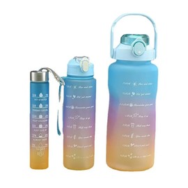 PlayPal Motivational Water Bottle Set, 3 Pieces, 68/30/9 oz Capacity, Reusable Sports Bottles