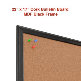 Staples Cork Bulletin Board, Black Frame, 23" x 17" (ST62835)