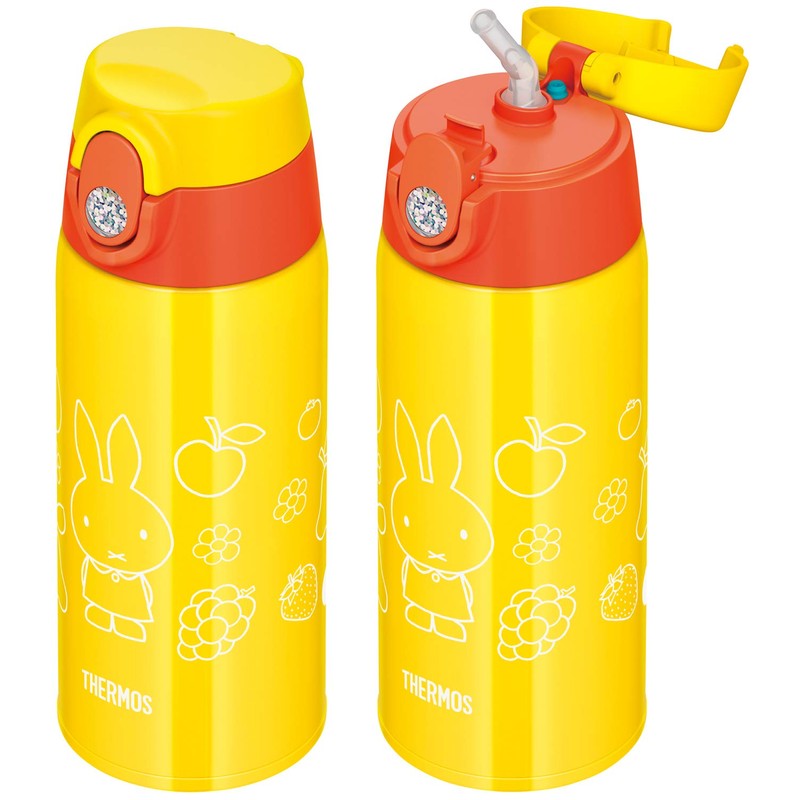 Thermos FJO-600WFB Y Vacuum Insulated 2-Way Bottle, 0.6L/0.64L Miffy Yellow