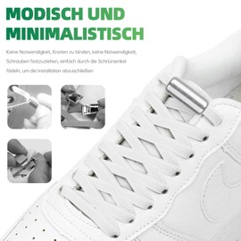 Elastic Flat Shoelaces without Tying - 2 Pairs of Quick Release Shoelaces with Metal Capsules, 100 cm Length with Metal Clasp for Perfect Adjustment (Black, White), black, white, 100