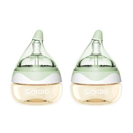 Breast Milk Baby Bottles for Newborn Baby PPSU Anti Colic Infant Bottles Wide Neck Breast-Like Nipple Slow Flow Breastfeeding Toddler Bottles-2pack (2.5oz/pc, Green)