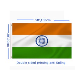 LARGE Hindi Indian Flag, 3x5Ft India Flags Banner For Indoor Outdoor Decoration of Canada Yards.Parade Or Express Mood