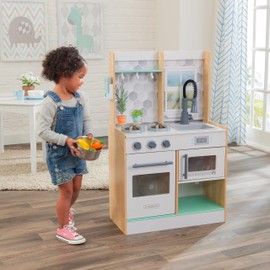 KidKraft KidKraft Let's Cook Wooden Play Kitchen with Lights & Sounds, Natural, Gift for Ages 3+