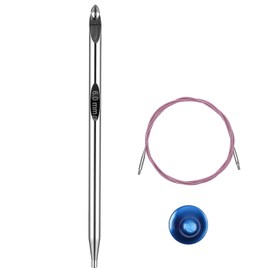 J10/6mm Interchangeable Tunisian Crochet Hooks Set with Cable 24" Aluminum Crochet Hooks 6 Inch Long Crochet Hooks for Beginners Ergonomic Afghan Tunisian Crochet Hooks