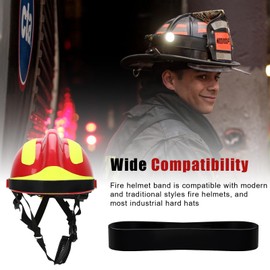 ERETOW Firefighter Helmet Bands, Heavy Duty Rubber Helmet Strap for Fire Helmets and Hard Hats Fits Modern & Traditional Styles, Holds Firefighting Accessories, Black, 3 Pack