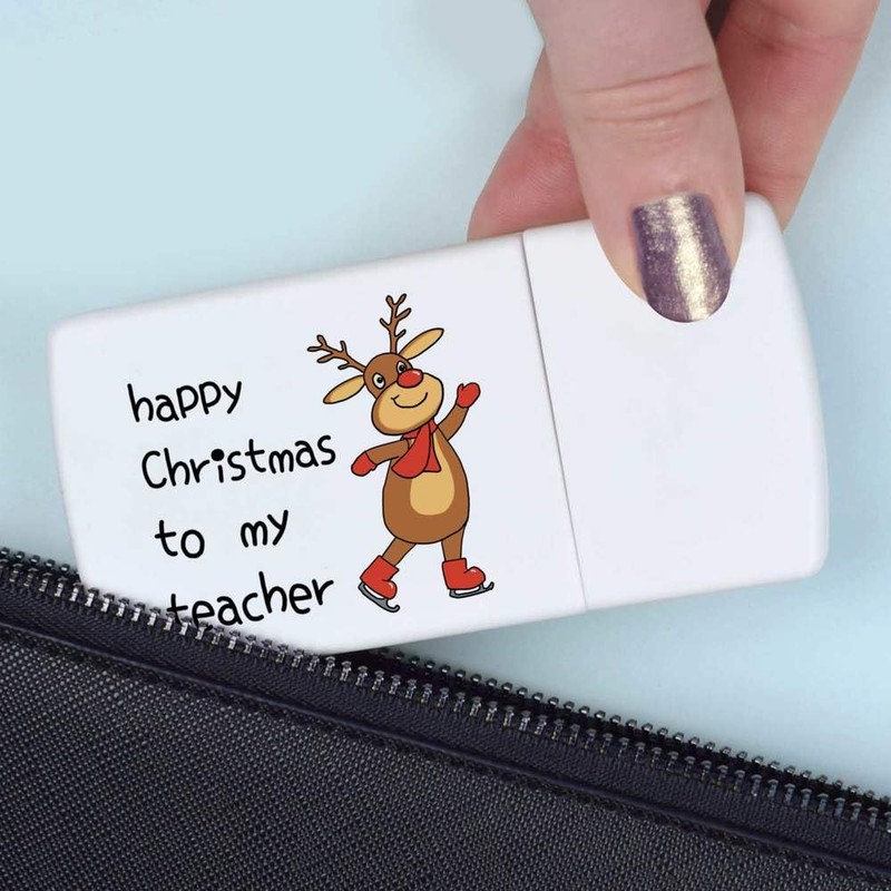 'Happy Christmas to My Teacher' Pill Box with Tablet Splitter