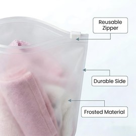 Dllxumm 10 x 13 Inch Clothes Packaging Bags for Shipping, 50 Pcs Plastic Frosted Zipper Slider Bags without Vent Hole for Clothing, T-shirt, Travel Storage, Small Business, 3 Mil