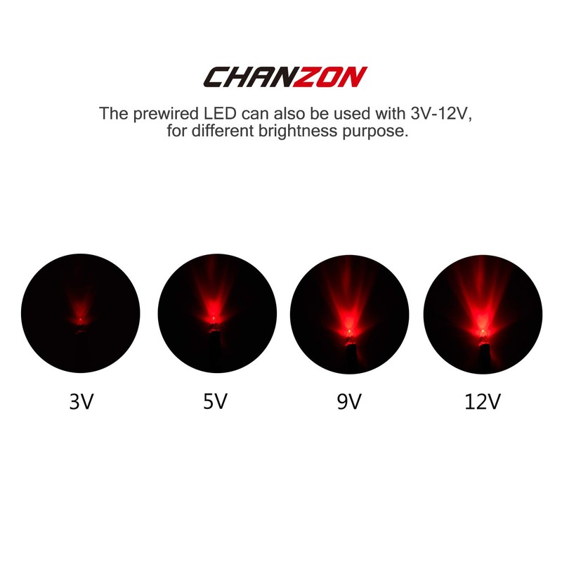 CHANZON 20 pcs Pre-Wired 3mm Red Blinking LED Diode Lights