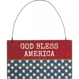 Primitives By Kathy PBK Patriotic Decor - God Bless America Small Ornament Sign