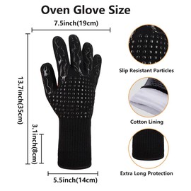 TOEECY Barbecue Gloves Heat Resistant up to 800°C with Non-Slip Handle High Temperature Resistance Wear Resistant Elastic Fast Heat Dissipation for Baking Kitchen Barbecue Outdoor