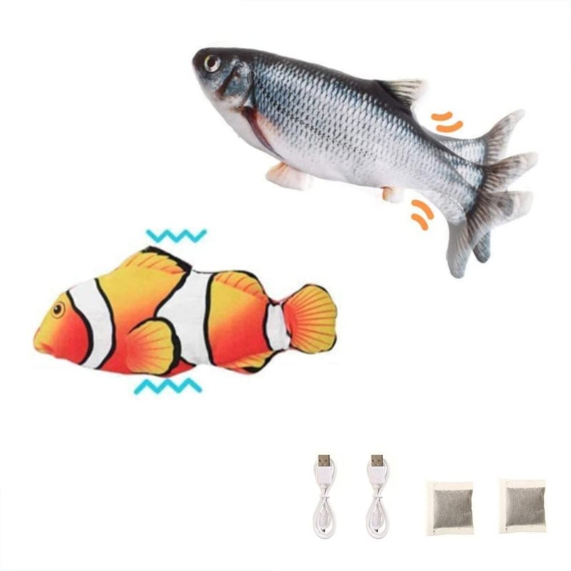 BangShou 2 Pieces Electric Moving Fish, Cat Toy Realistic Flopping