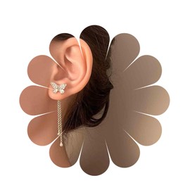 Yheakne Vintage Kristall Schmetterling Ohrstecker Gold Lange Kette Ohrringe Dünne Kette Ohrringe Cz Gepflastert Schmetterling Ohrringe Retro Hängende Kette Ohrringe Schmuck Für Frauen Und Mädchen