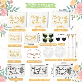42 Pcs Bridesmaid Proposal Gifts, Maid of Honor Gift, Bridesmaid Proposal Box Invited Cards Makeup Bags Knot Bracelets Hair Scrunchies Diamond Pens Heart Sunglasses for Wedding Bridesmaid Gifts (White)