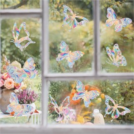 6 Sheet Window Decals for Bird Strikes, BetterJonny PVC anti-collision window stickers Sunshine catcher colorful window stickers Rainbow Reflection Window Sticker Electrostatic glass sticker