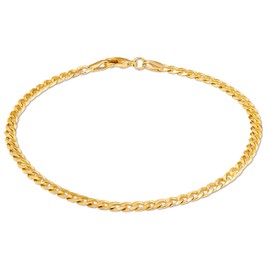 Barzel 18K Gold Plated Curb/Cuban Link Gold Chain Bracelet - Made In Brazil (4MM, 7 Inches)