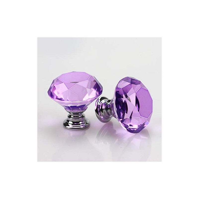 30mm Crystal Glass Door Knobs Diamond Cut Drawer Pull Handles