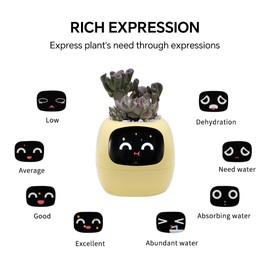 Odpaltoy Odpaltoy Smart Plant Pot with Expression,AI Smart Planter Robot for Indoor Decoration,Inteligente Planter Includes Water/Light/Temperature Sensor,Ivy Smart Planter (Yellow)