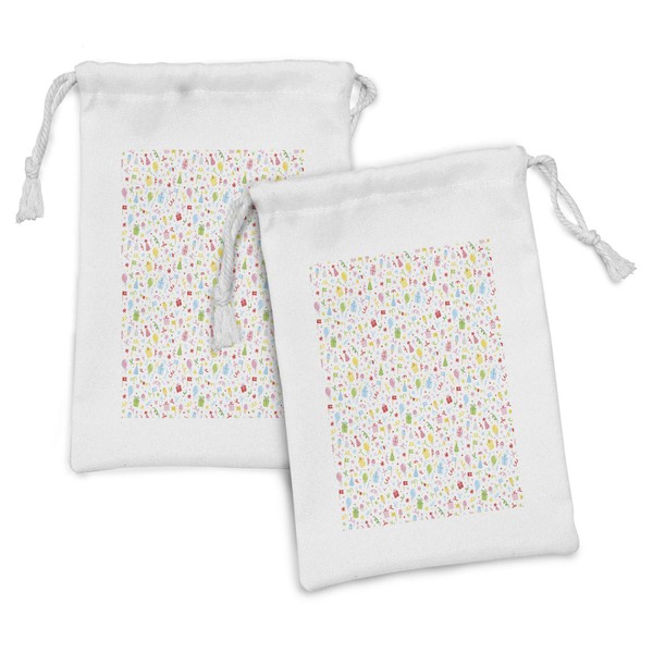 Ambesonne Party Fabric Pouch Set of 2, Celebration Time Balloons