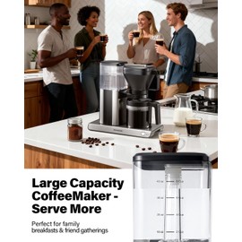 SHARDOR 8-Cup Drip Coffee Maker with Reusable Filter and Glass Coffee Pot，Black and Sliver