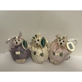 Bearington Collection ‘Bear Scent’ Pink Teddy Bear Ornaments – Set of 3 -Retired