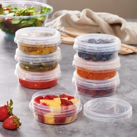 PLASTICPRO - Paquete de 12 recipientes de almacenamiento de alimentos con tapa transparente atornillada, contenedores reutilizables de 8 onzas, aptos para congelador y microondas, almacenamiento de
