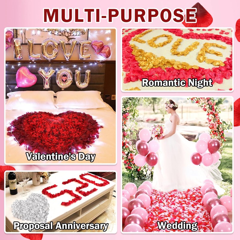 IONSGAKO 300PCS Silver Artificial Silk Rose Petals Fake Rose Flower