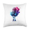 Microphone Mic Singer Podcast Host Podcaster Throw Pillow