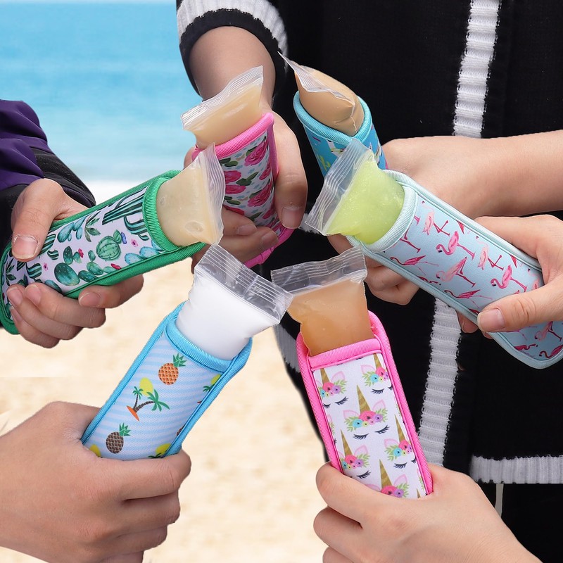 Ice Pop Sleeves 6pcs Neoprene Popsicles Holders Bags Reusable Popsicles