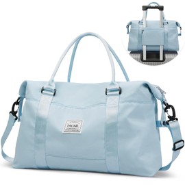 BAGAIL - Bolsa de viaje para mujer, bolsa de viaje con bolsillo húmedo para gimnasio, hospital, Azul/claro, Large, Bolsa de viaje