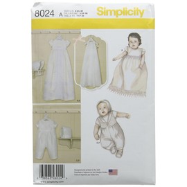 Simplicity Patterns Babies' Christening Sets with Bonnets Size: A (XXS-Xs-S-M), 8024