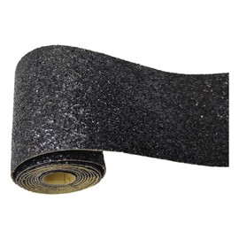 Dostear Chunky Glitter Wallpaper Border Peel and Stick Wall Border Sticker Home Ceiling Decorative Border for Bathroom Living Room Kitchen Black Flash 10 X 200cm