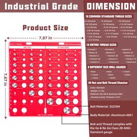 hylissus 34 Nut and Bolt Thread Checker, Bolt and Nut Identifier Gauge Thread Checker Standard and Metric Board Wall Mount Screw Size and Thread Gauge (Square)