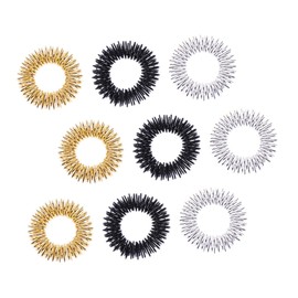 FOMIYES 9pcs Finger Massage Ring Acupressure Therapy Tool for Stress Relief Finger Health and Sensory Stimulation Includes Colors Gold Silver Black Adults