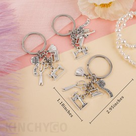KINCHYGO, 20 Pack Sewing Machine Keychain Button Measuring Tape Key Rings for Women Men Gift